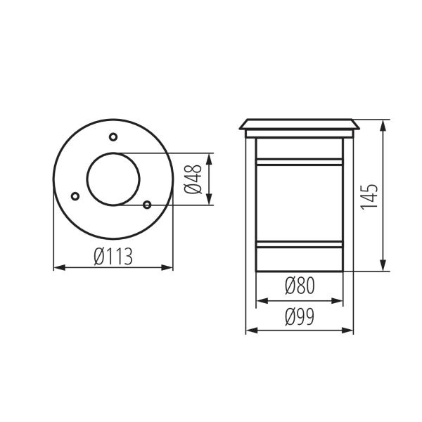 Kanlux Bodeneinbauleuchte BERG DL-10O, Farbe Edelstahl, für 1x GU10, IP67, ohne Leuchtmittel (07172)